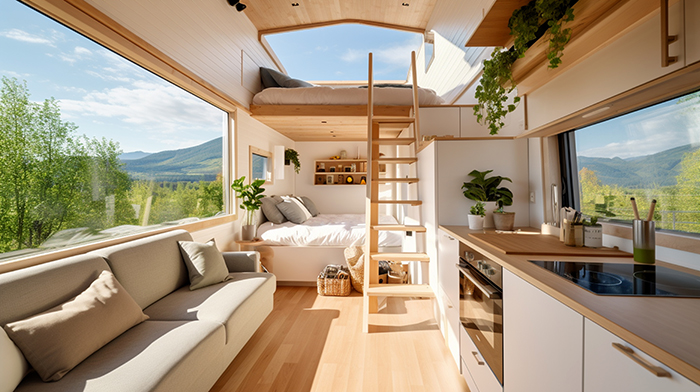 Tiny house seen from inside
