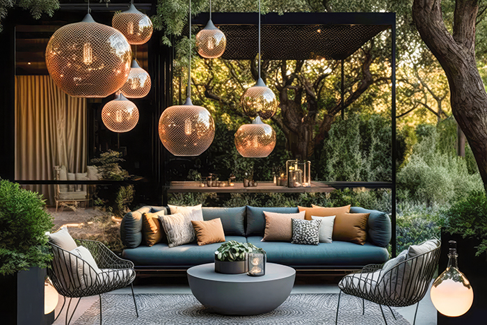 Outdoor space with lights