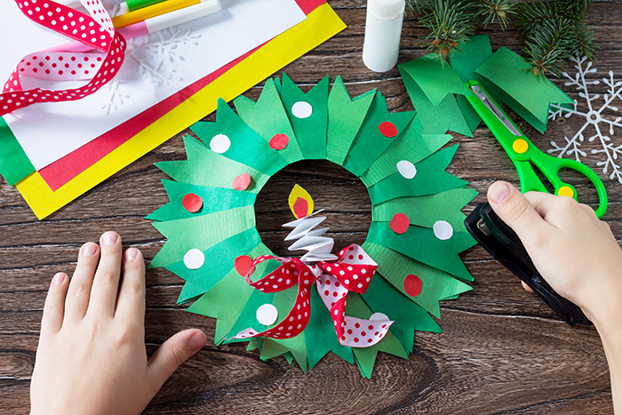 Christmas wreath in paper