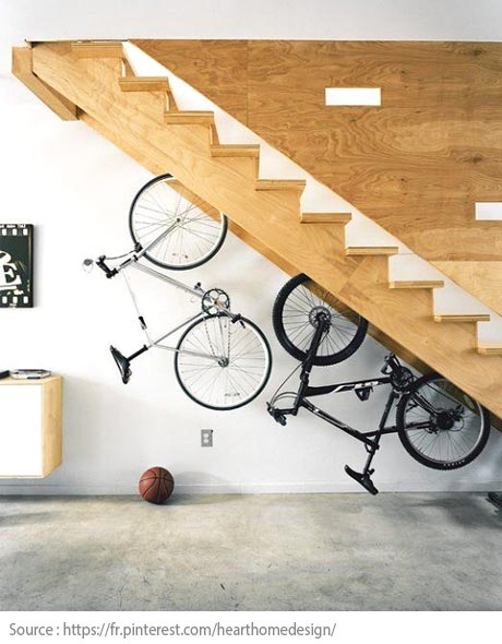 Sous l’escalier : des vélos