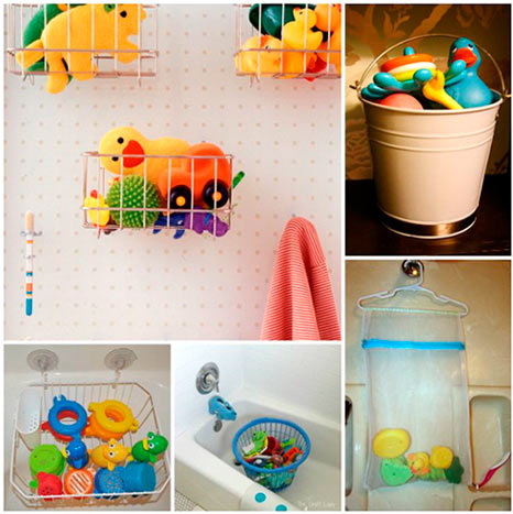 Rangements pour jouets dans la salle de bain