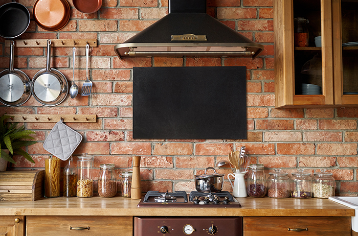 Antic stove in rustic kitchen