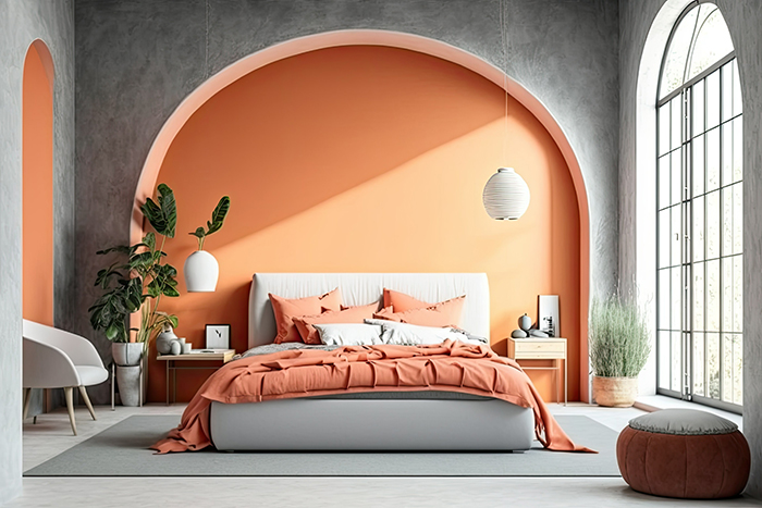 Chambre avec mur orange